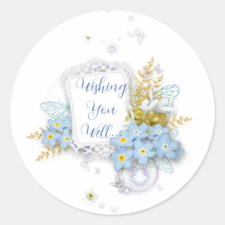 Sticker Rond Souhaitez-vous bien... collant floral rond