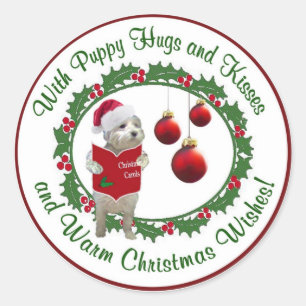 Sticker Rond Souhaits de Noël Westie Rond Seals