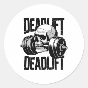 Sticker Rond Soulevé de terre Crâne Squelette Entraînement Powe
