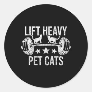 Sticker Rond Soulever des chats domestiques lourds Bodybuilding