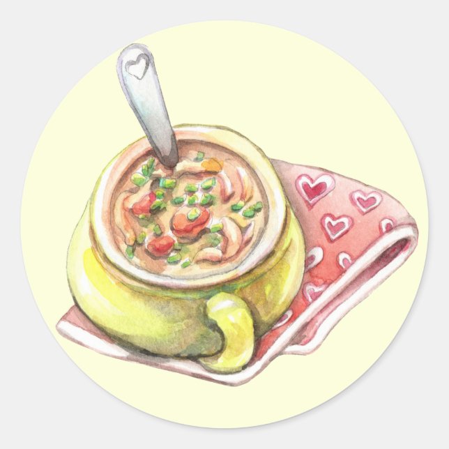 Sticker Rond Soupe aux nouilles de poulet (Devant)