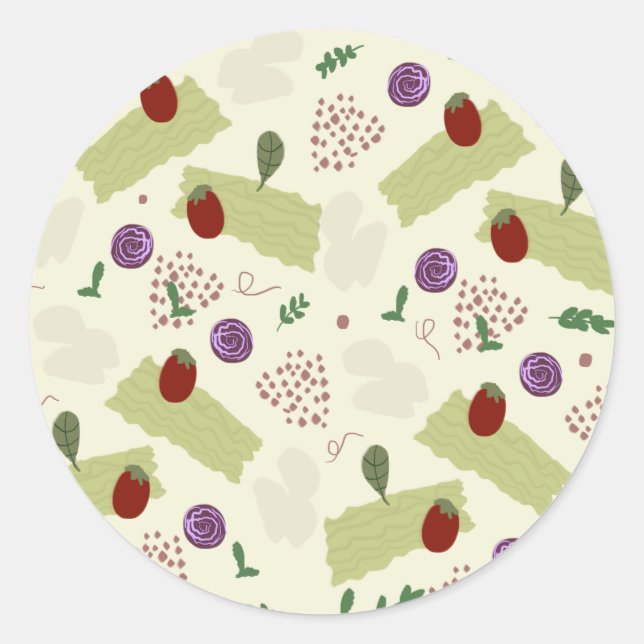 Sticker Rond Soupe de lasagne Pizzeria Fromage Spaghetti (Devant)