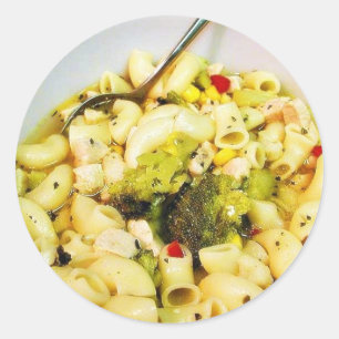 Sticker Rond Soupe de nouilles de poulet