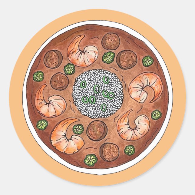 Sticker Rond Soupe Gumbo Louisiane LA New Orleans NOLA Food (Devant)