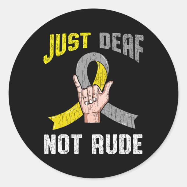 Sticker Rond Sourd et non Rude Apparence Sensibilisation ASL La (Devant)