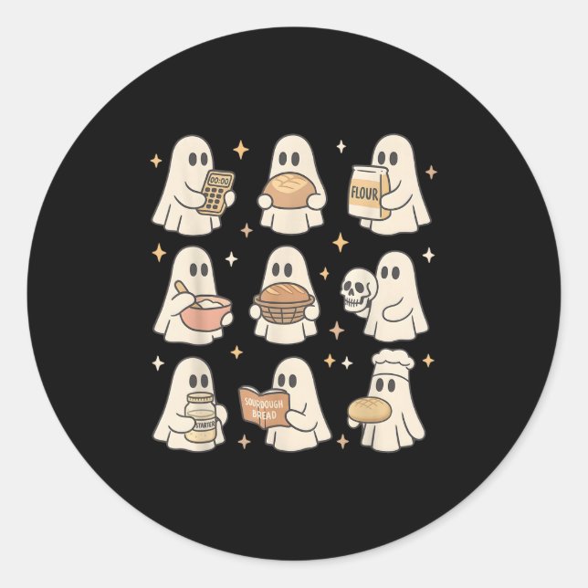Sticker Rond Sourdough Bread Halloween Cute Ghost Homemaker Bak (Devant)