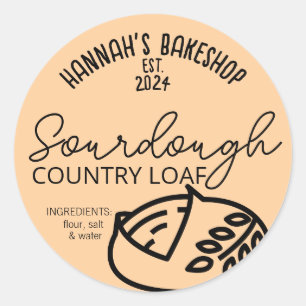 Sticker Rond Sourdough Country Loaf Accueil Boulangerie Produit