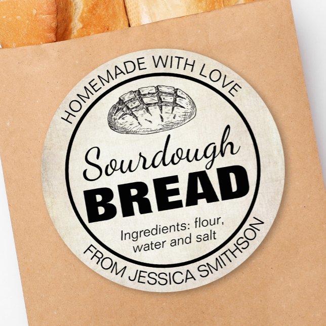 Sticker Rond Sourdough Homemade Items Label SD01_01rd (Créateur téléchargé)