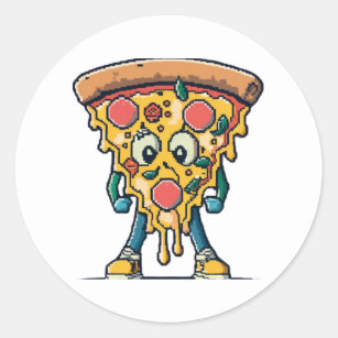 Sticker Rond souriante pizza mignonne