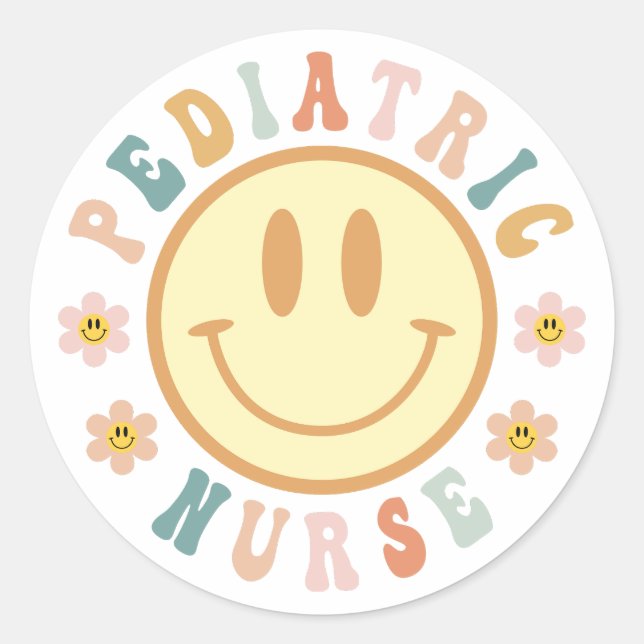 Sticker Rond Souriez Infirmière pédiatrique, Infirmière PEDS, I (Devant)