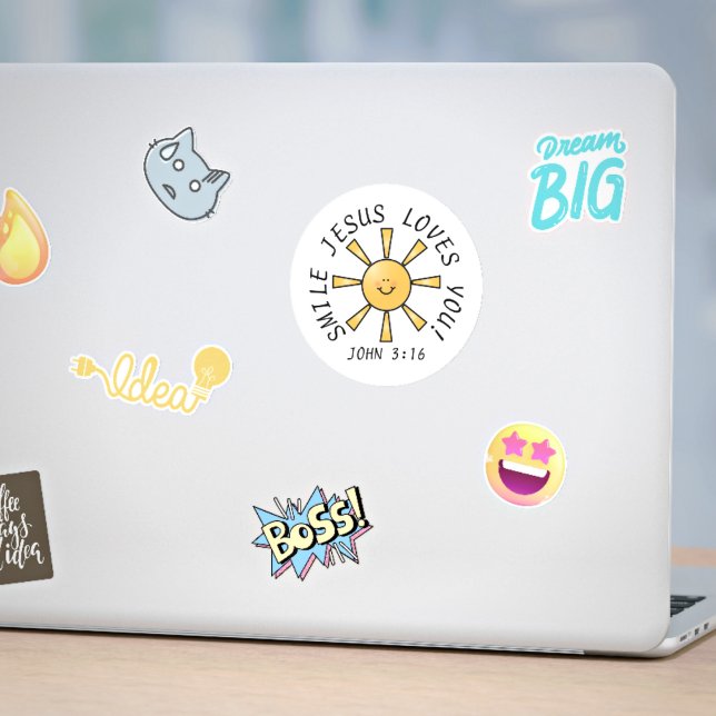 Sticker Rond Souriez Jésus vous aime (Créateur téléchargé)