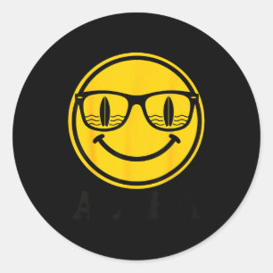 Sticker Rond sourire aloha surf lunettes de soleil réflexion de