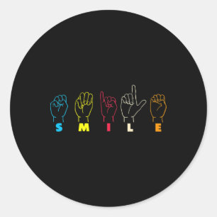 Sticker Rond Sourire Alphabet Asl Langue Des Signes Américaine