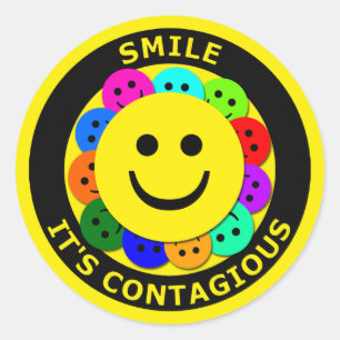 STICKER ROND SOURIRE C'EST CONTAGIEUX