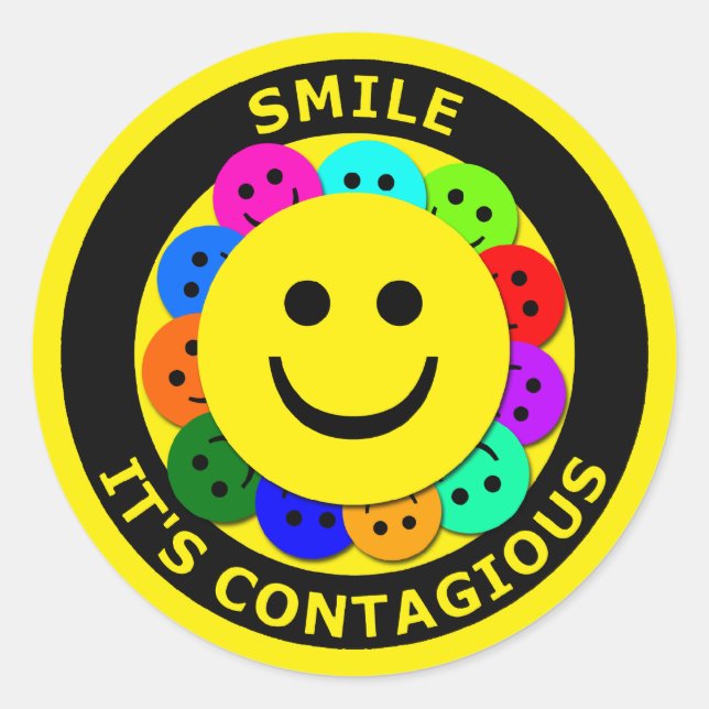 STICKER ROND SOURIRE C'EST CONTAGIEUX (Devant)