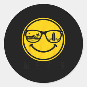 Sticker Rond Sourire de plage aloha visage hawaii surf océan ét