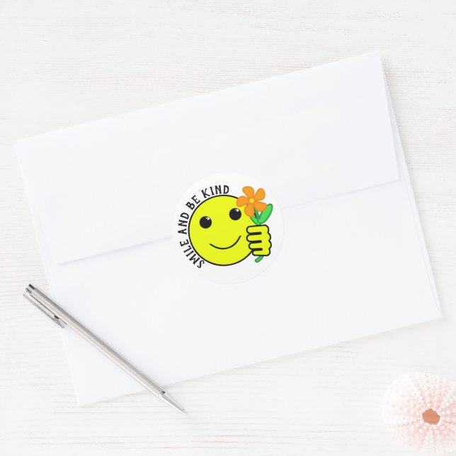 Sticker Rond Sourire et amitié gentille (Enveloppe)