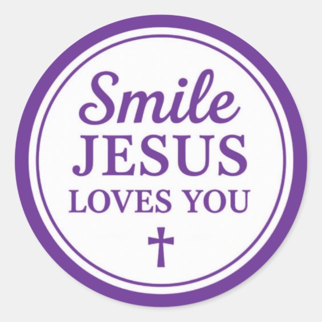 Sticker Rond Sourire Jésus t'aime (Devant)