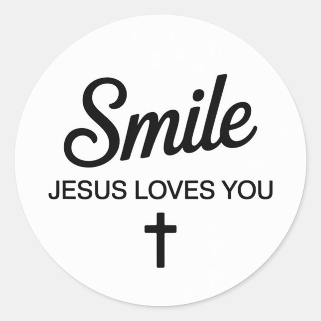 Sticker Rond Sourire Jésus t'aime (Devant)