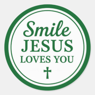 Sticker Rond Sourire Jésus vous aime