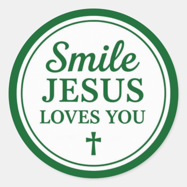 Sticker Rond Sourire Jésus vous aime (Devant)