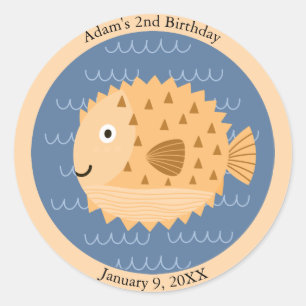 Sticker Rond Sourire Poisson-mouche sous la mer Anniversaire