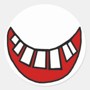 Sticker Rond Sourire Toothy en rouge avec le contour