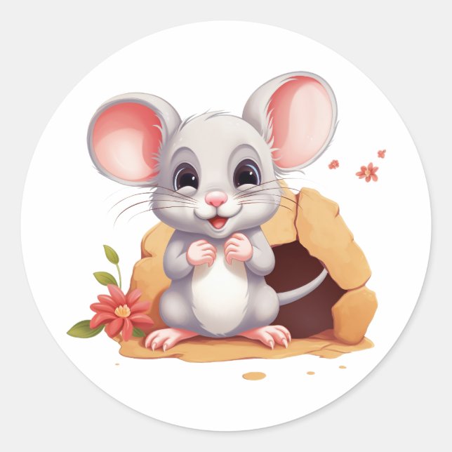 Sticker Rond Souris (Devant)