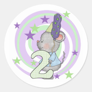 Sticker Rond Souris 2e anniversaire T-shirts et cadeaux
