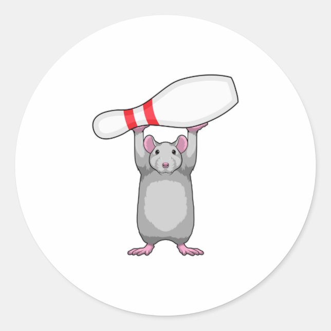 Sticker Rond Souris à Bowling avec épingle de Bowling (Devant)
