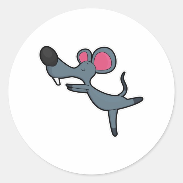 Sticker Rond Souris au Yoga Exercice d'étirement (Devant)
