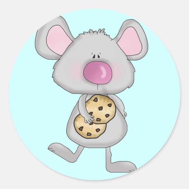 Sticker Rond Souris avec Cookies T-shirts et cadeaux (Devant)