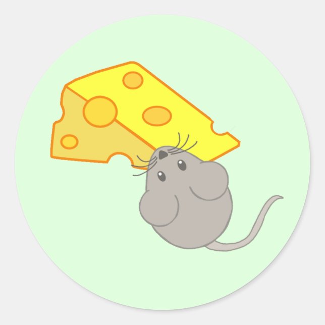 Sticker Rond Souris avec du fromage (Devant)