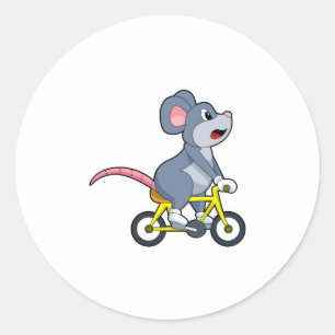 Sticker Rond Souris avec vélo