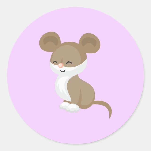Sticker Rond Souris Carton mignonne (Devant)