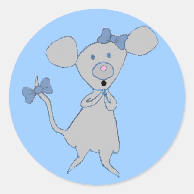 Sticker Rond Souris Carton mignonne (Devant)
