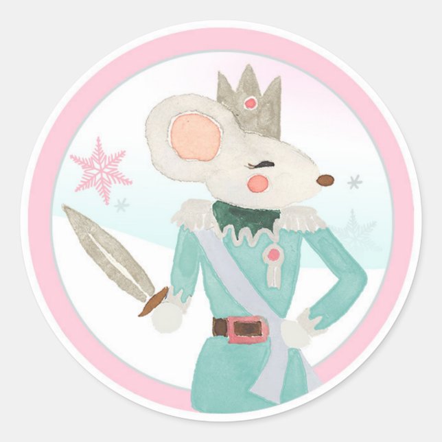 Sticker Rond Souris Casse-Noisette Terre Doux Fille Anniversair (Devant)