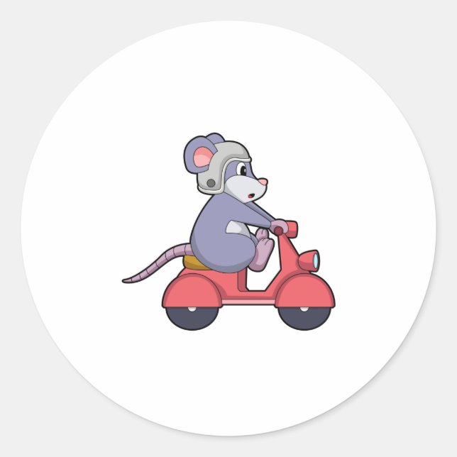 Sticker Rond Souris comme Biker avec Scooter.PNG (Devant)