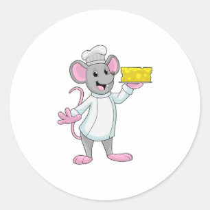 Sticker Rond Souris comme cuire avec du fromage