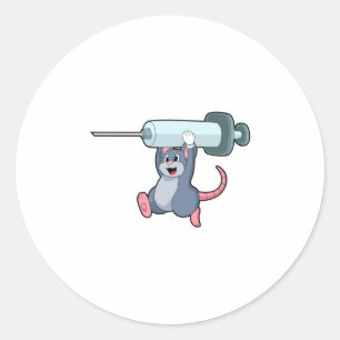 Sticker Rond Souris comme infirmière avec Syringe.PNG