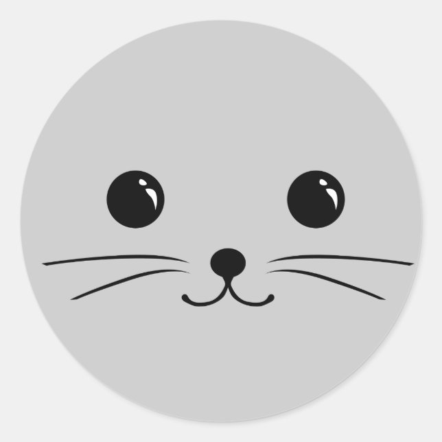Sticker Rond Souris d'argent mignon Visage animal design (Devant)