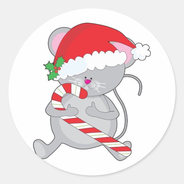 Sticker Rond souris de Noël (Devant)
