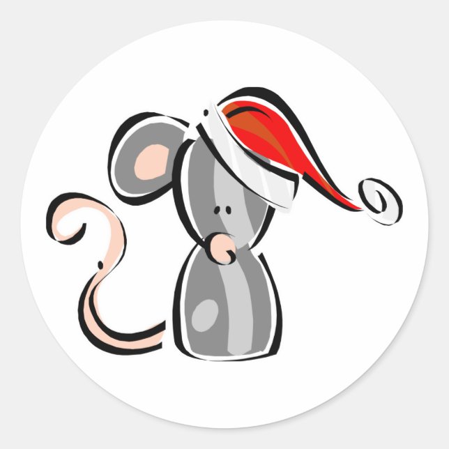 Sticker Rond Souris de Noël (Devant)