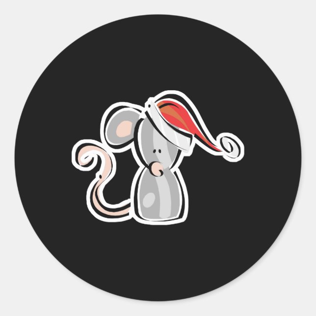 Sticker Rond souris de Noël mignonne (Devant)