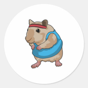 Sticker Rond Souris en tant que coureur avec bandeau
