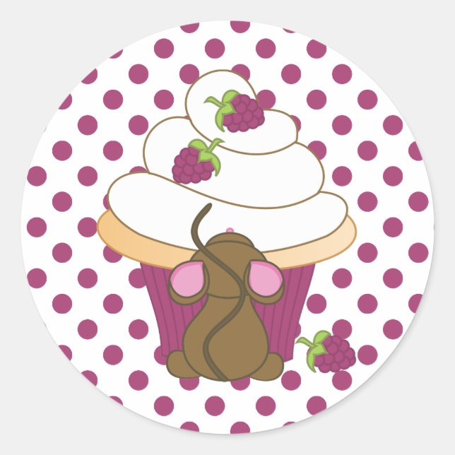 Sticker Rond Souris et Cupcake (Devant)