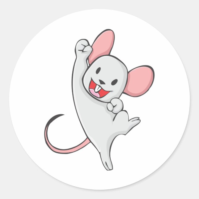 Sticker Rond Souris Joyeuse (Devant)