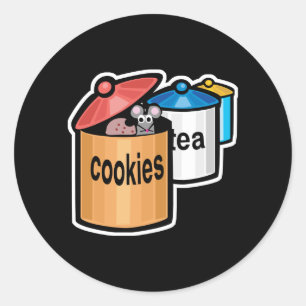 Sticker Rond souris mignonne dans le pot de cookie