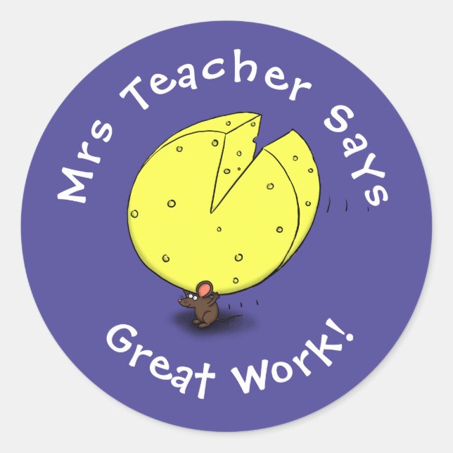 Sticker Rond Souris mignonne portant du dessin animé au fromage (Devant)