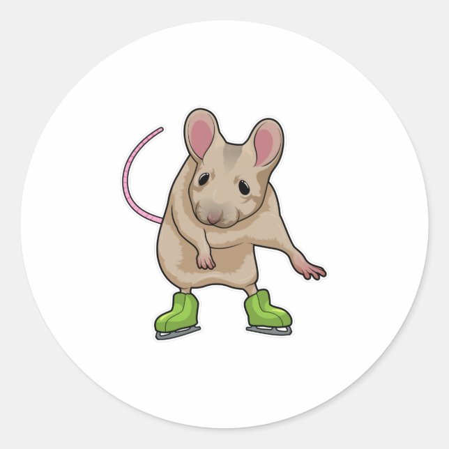 Sticker Rond Souris Patinage sur glace Patins sur glace (Devant)